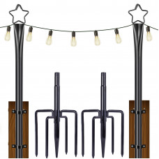 ToyHotels String Light Poles 2 Pack 9.8FT Metal Light Pole for Outside Hanging - Backyard, Garden, Patio, Deck Lighting Stand for Parties, Wedding